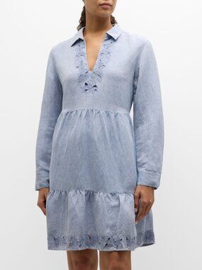 148$ Tommy Bahama St. Lucia Embroidered Dress Swim Cover-Up Size L Billowy Blue